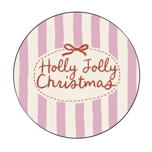 Holly Jolly Christmas - Circle Sticker by Giddy Kipper