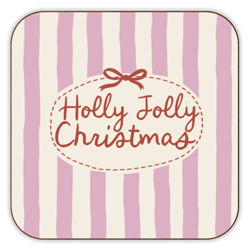 Holly Jolly Christmas - personalised beer coaster by Giddy Kipper