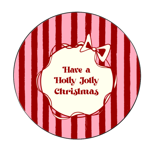 Holly Jolly Christmas Red Stripes Retro - Circle Sticker by EZbie