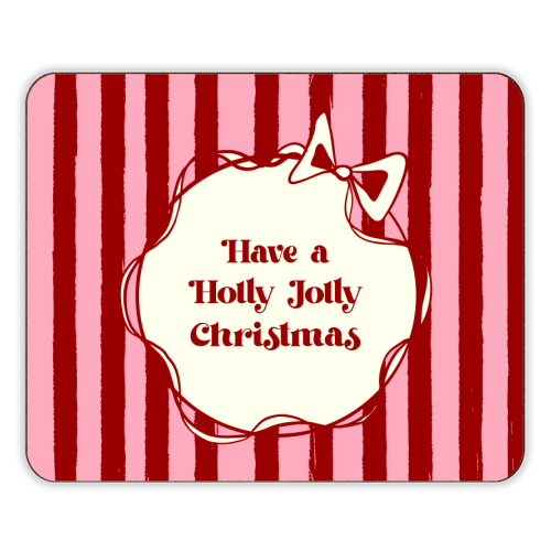 Holly Jolly Christmas Red Stripes Retro - designer placemat by EZbie
