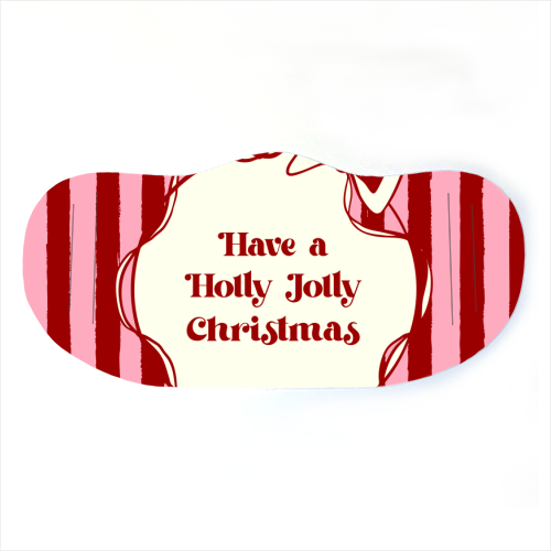 Holly Jolly Christmas Red Stripes Retro - face cover mask by EZbie