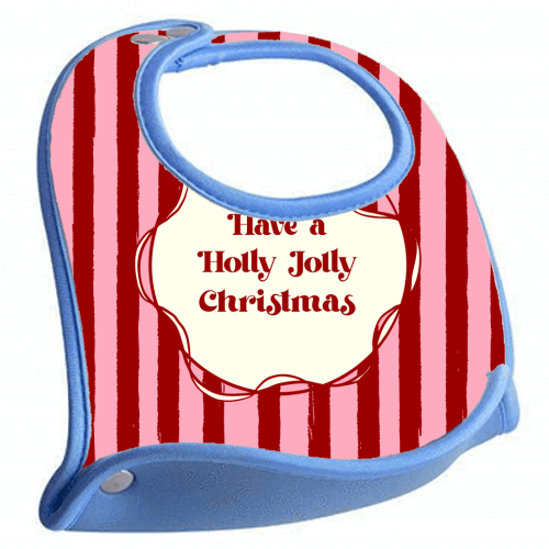 Holly Jolly Christmas Red Stripes Retro - feeding bib by EZbie