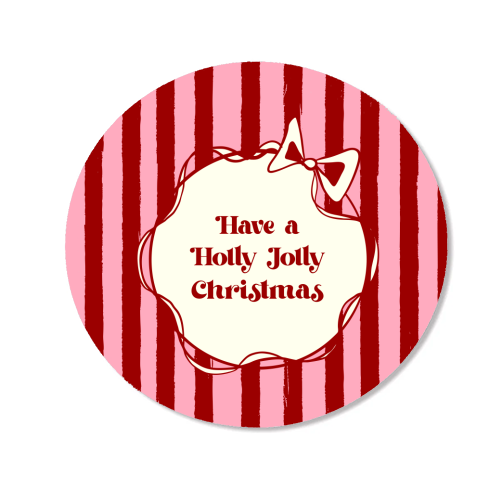 Holly Jolly Christmas Red Stripes Retro - Magnet by EZbie
