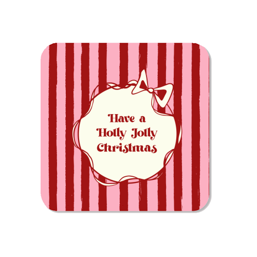 Holly Jolly Christmas Red Stripes Retro - Magnet by EZbie