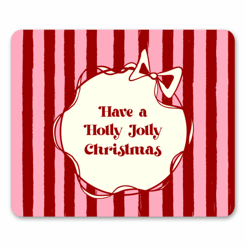 Holly Jolly Christmas Red Stripes Retro - mouse mat by EZbie