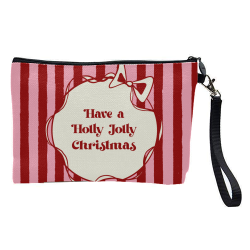 Holly Jolly Christmas Red Stripes Retro - pretty makeup bag by EZbie