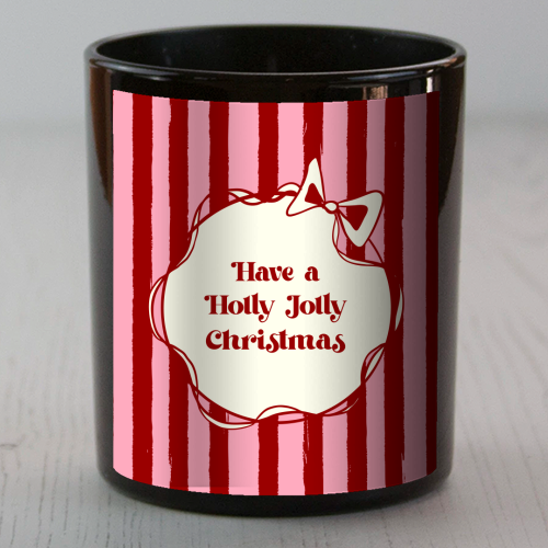 Holly Jolly Christmas Red Stripes Retro - scented candle by EZbie