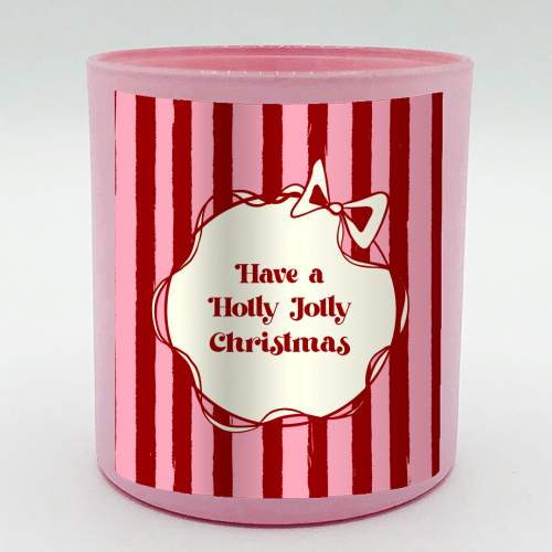 Holly Jolly Christmas Red Stripes Retro - scented candle by EZbie