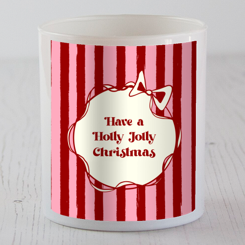 Holly Jolly Christmas Red Stripes Retro - scented candle by EZbie