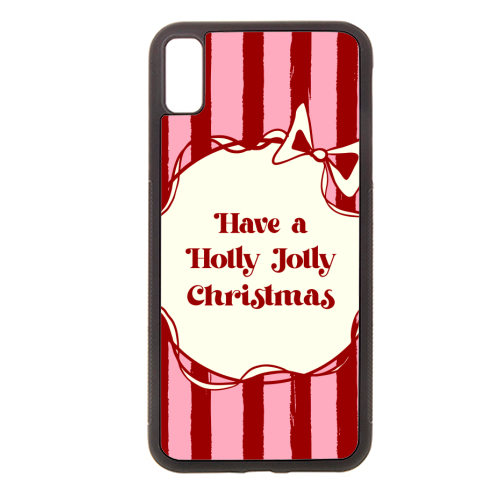 Holly Jolly Christmas Red Stripes Retro - stylish phone case by EZbie