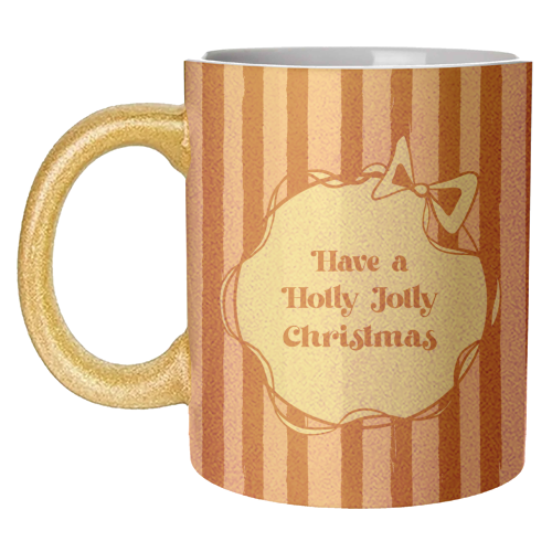 Holly Jolly Christmas Red Stripes Retro - unique mug by EZbie