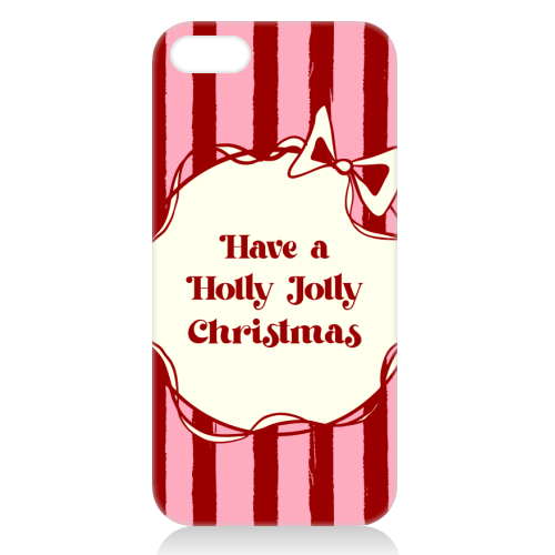 Holly Jolly Christmas Red Stripes Retro - unique phone case by EZbie