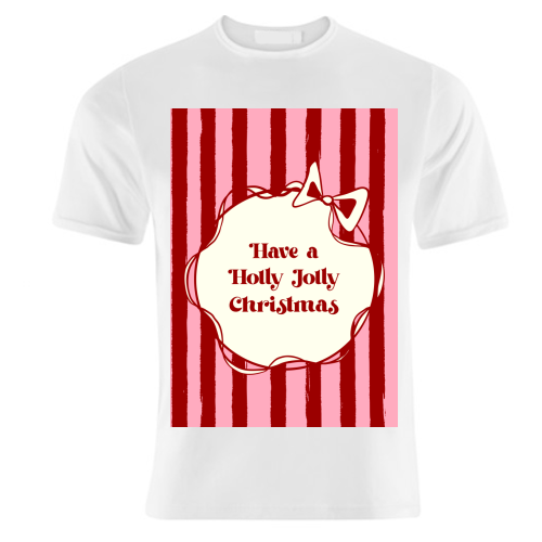 Holly Jolly Christmas Red Stripes Retro - unique t shirt by EZbie