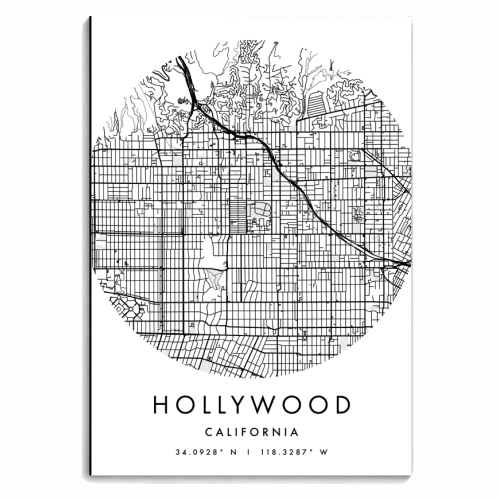 Hollywood California Minimal Modern Circle Street Map - personalised A4, A5, A6 notebook by Toni Scott