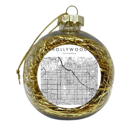 Hollywood California Minimal Modern Street Map - xmas bauble by Toni Scott