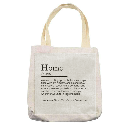 home definition Noun - printed canvas tote bag by skattia ilie