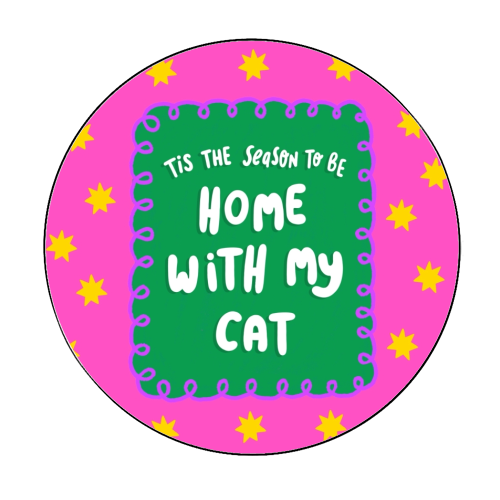 Home With My Cat - Circle Sticker by The Paper Tail