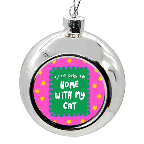 Home With My Cat - colourful christmas bauble by The Paper Tail