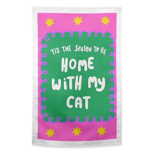 Home With My Cat - funny tea towel by The Paper Tail