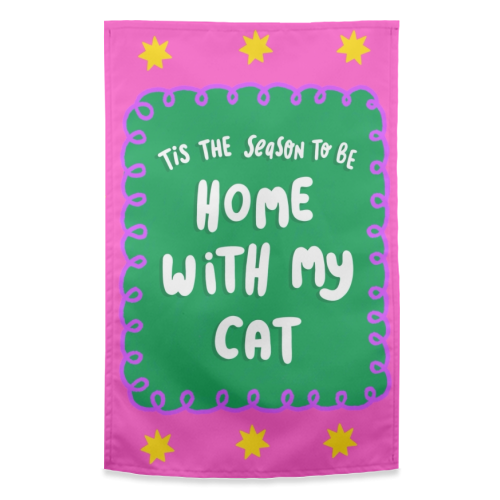 Home With My Cat - funny tea towel by The Paper Tail