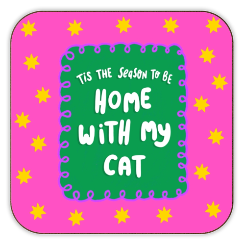 Home With My Cat - personalised beer coaster by The Paper Tail