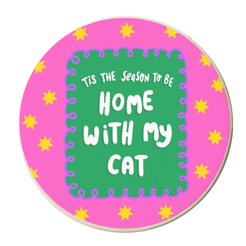 Home With My Cat - personalised beer coaster by The Paper Tail