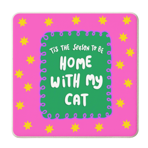 Home With My Cat - personalised beer coaster by The Paper Tail