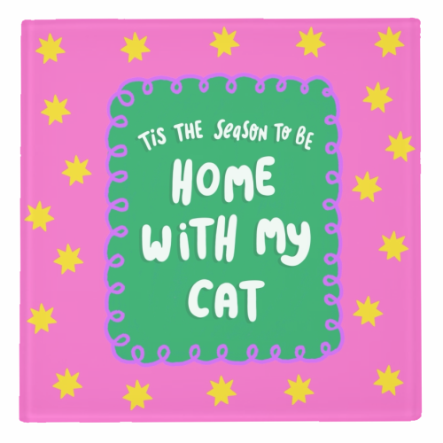 Home With My Cat - personalised beer coaster by The Paper Tail