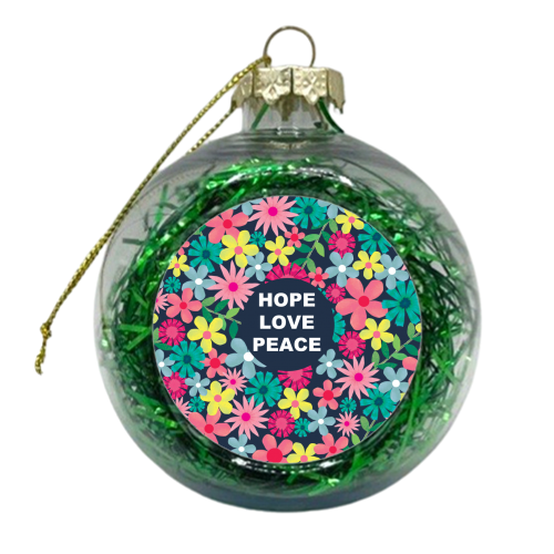 Hope Love Peace - xmas bauble by The Boy and the Bear