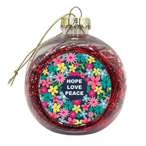 Hope Love Peace - xmas bauble by The Boy and the Bear