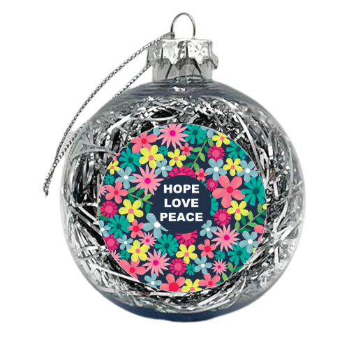 Hope Love Peace - xmas bauble by The Boy and the Bear