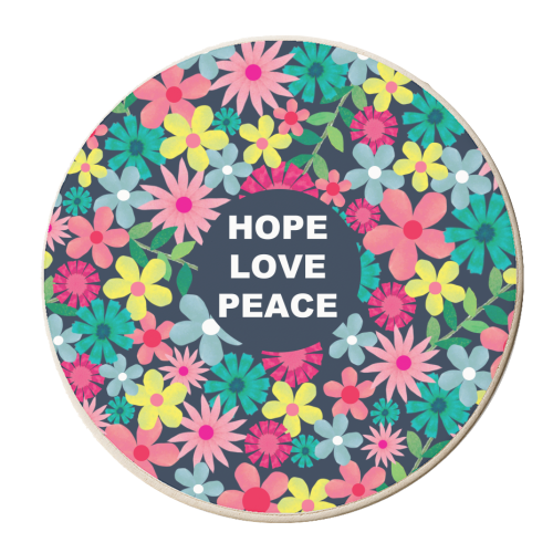 Hope Love Peace - personalised beer coaster by The Boy and the Bear