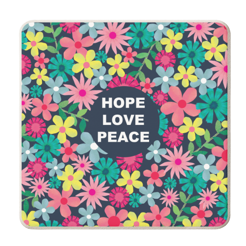 Hope Love Peace - personalised beer coaster by The Boy and the Bear