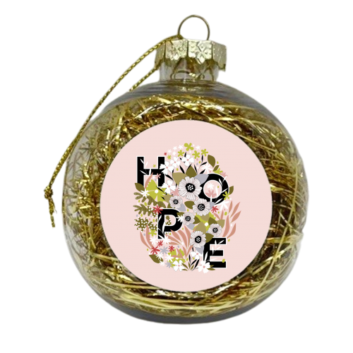 HOPE with Earthy Floral Egg - xmas bauble by Dominique Vari