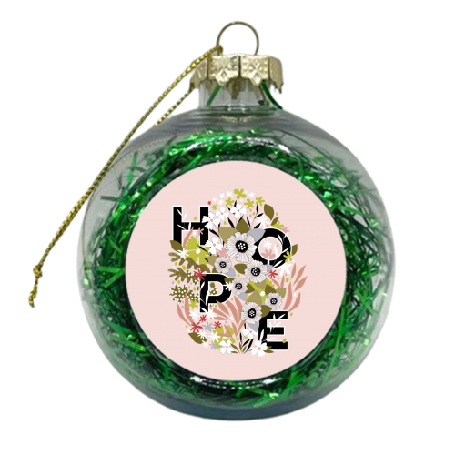 HOPE with Earthy Floral Egg - xmas bauble by Dominique Vari