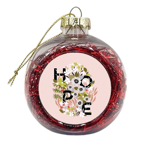 HOPE with Earthy Floral Egg - xmas bauble by Dominique Vari