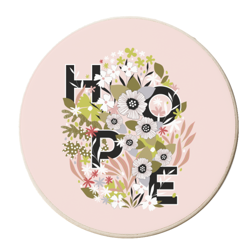HOPE with Earthy Floral Egg - personalised beer coaster by Dominique Vari