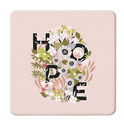 HOPE with Earthy Floral Egg - personalised beer coaster by Dominique Vari