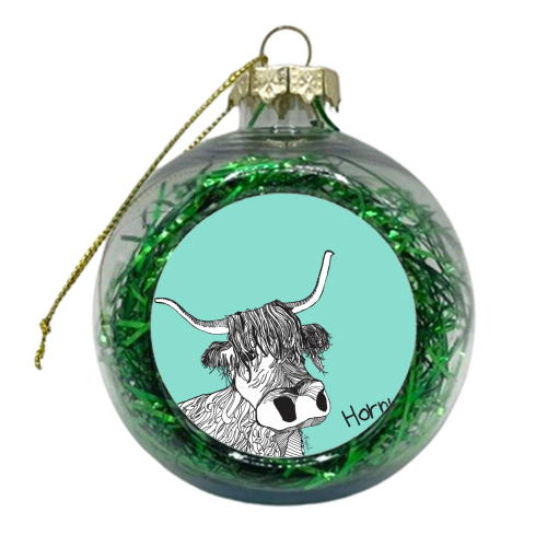 Horny Cow - xmas bauble by Casey Rogers
