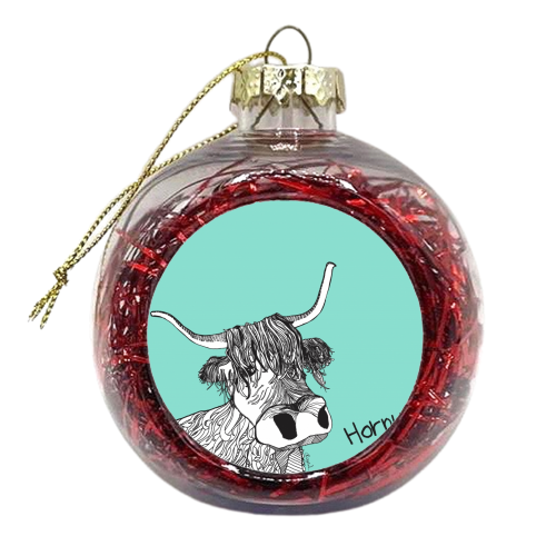 Horny Cow - xmas bauble by Casey Rogers