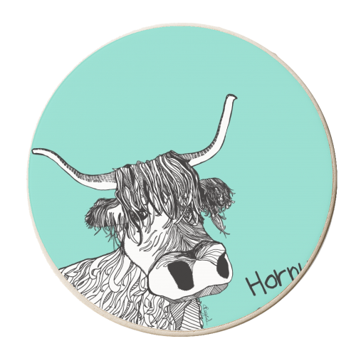 Horny Cow - personalised beer coaster by Casey Rogers