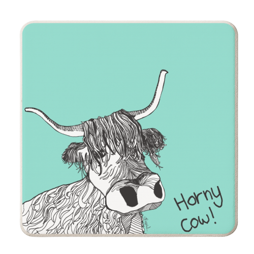 Horny Cow - personalised beer coaster by Casey Rogers