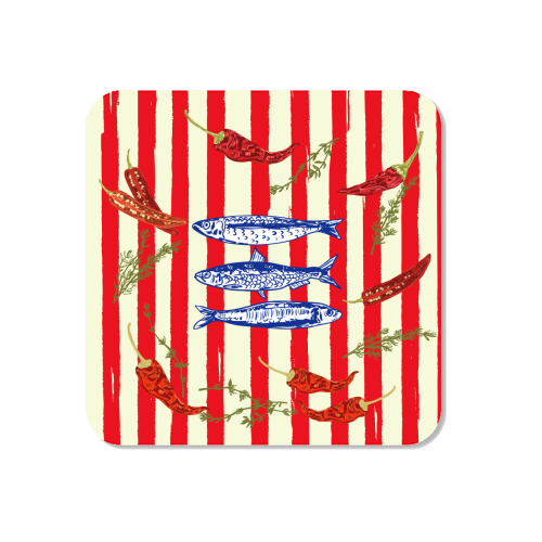 Hot Chili Sardines with Vintage Stripes - Magnet by EZbie