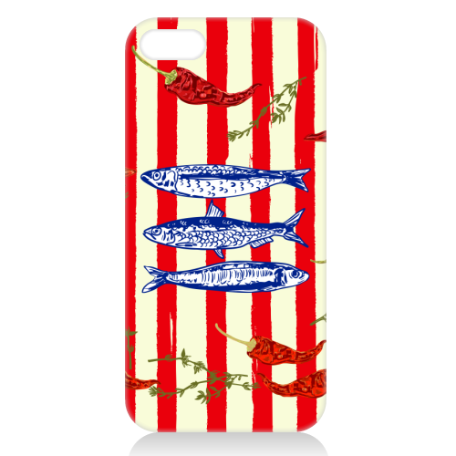 Hot Chili Sardines with Vintage Stripes - unique phone case by EZbie