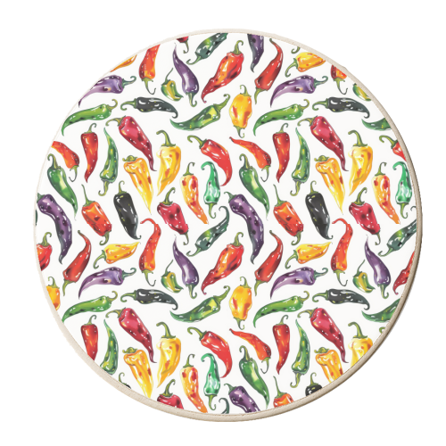 Hot Colorful Peppers - personalised beer coaster by DejaReve