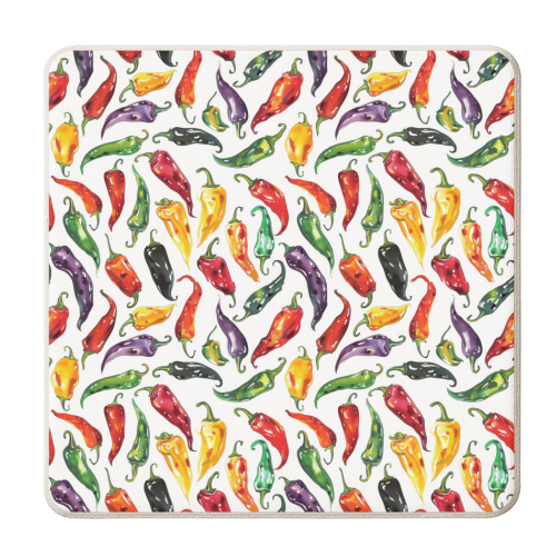 Hot Colorful Peppers - personalised beer coaster by DejaReve