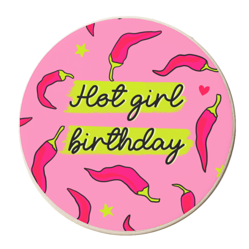 Hot Girl Birthday Card - personalised beer coaster by Lisa Wardle