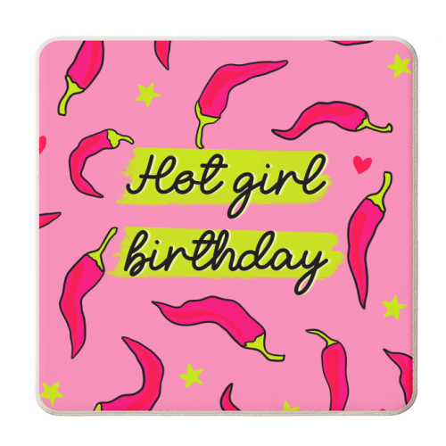 Hot Girl Birthday Card - personalised beer coaster by Lisa Wardle