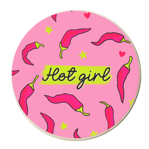 Hot Girl Chilli Design - - personalised beer coaster by Lisa Wardle