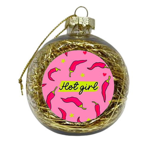 Hot Girl Chilli Design - - xmas bauble by Lisa Wardle